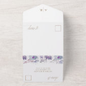 Boho Purpleフローラフェイク金ゴールドス結婚クリプト オールインワン招待状 (外側)