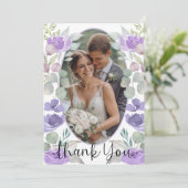Boho Purpleフローラ結婚ズ・サンキュー サンキューカード (スタンド正面)