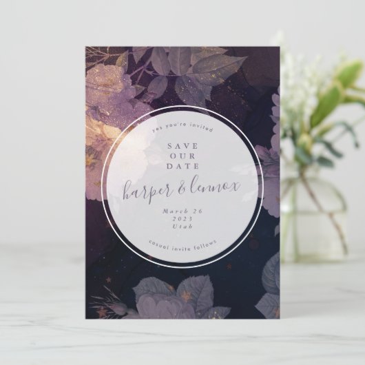 Boho PurpleフローラWinter Circle写真 セーブザデート (スタンド正面)