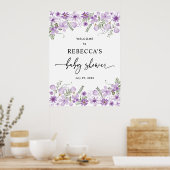 Boho Purple Baby Shower Welcome Signポスター ポスター (キッチン)