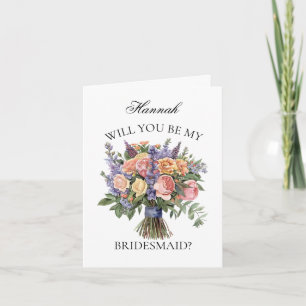 Boho Purple Boquet Bridesmaid提案 招待状