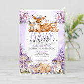 Boho Purple Deer Woodland Girl Baby Sprinkle 招待状 (スタンド正面)