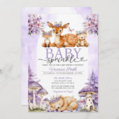 Boho Purple Deer Woodland Girl Baby Sprinkle 招待状 (正面/裏面)