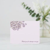 Boho Purple Dotsらせん状エレガント写真結婚s サンキューカード (スタンド正面)