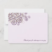 Boho Purple Dotsらせん状エレガント写真結婚s サンキューカード (正面)