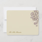 Boho Purple Dots & エレガントらせん状結婚ズ サンキューカード (正面)