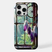 Boho Purple Dreamcatcher in Window iPhoneケース (裏面)