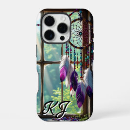 Boho Purple Dreamcatcher in Window Monogrammed iPhone 16 Proケース
