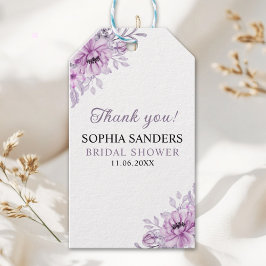 Boho Purple Floral Bridal Shower Stationery ギフトタグ