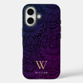 Boho Purple Floral Gold Monogram Name Case-Mate iPhoneケース (裏面)