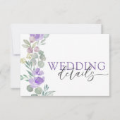 Boho Purple Floral Watercolor Wedding RSVP (正面)