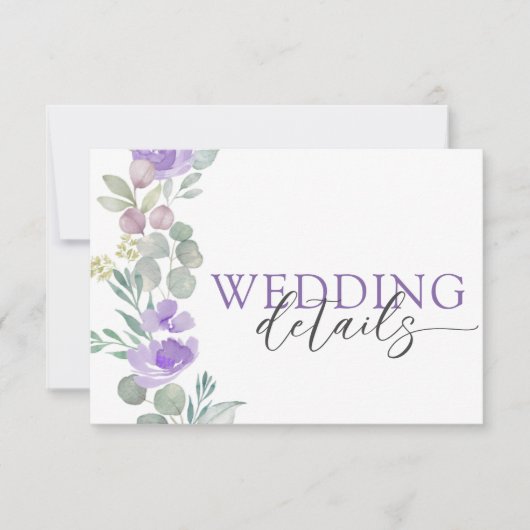 Boho Purple Floral Watercolor Wedding RSVP (正面)