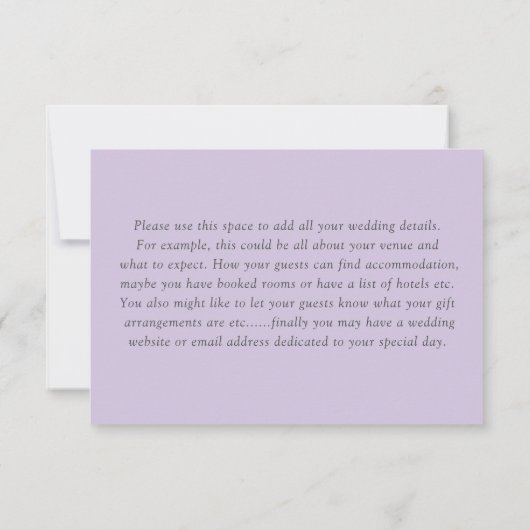 Boho Purple Floral Watercolor Wedding RSVP (裏面)