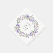 Boho Purple Floral Wreath Wedding スタンダードカクテルナプキン (角)
