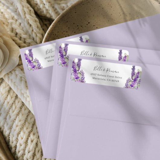 Boho Purple Lavender Return Address Wedding Label ラベル