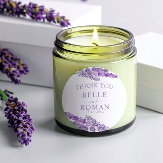 Boho Purple Lavender Watercolor Favor Wedding   ラウンドシール