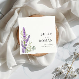 Boho Purple Lavender Watercolor Wedding スタンダードカクテルナプキン