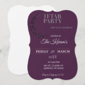 Boho Purple Minimalist Mosque Ramadan Iftar Party シーズンカード (正面/裏面)