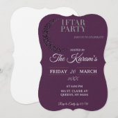 Boho Purple Minimalist Mosque Ramadan Iftar Party  招待状 (正面/裏面)