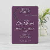 Boho Purple Minimalist Mosque Ramadan Iftar Party  招待状 (スタンド正面)