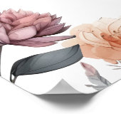 Boho Purple Pinkフローラ結婚の歓迎ポスター ポスター (角)