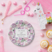 Boho Purple & Pink Watercolor Floral Wedding ペーパープレート (パーティー)