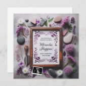 Boho Purple Pregnancy Announcement Digital 案内状 (正面/裏面)