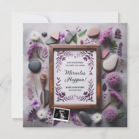 Boho Purple Pregnancy Announcement Digital 案内状 (正面)