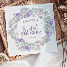 Boho Purple & Sage Floral Bridal Shower スタンダードランチョンナプキン
