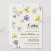Boho Purple & Yellow Wildflower Bridal Shower 招待状 (正面)