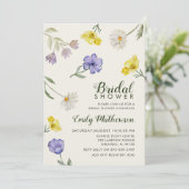 Boho Purple & Yellow Wildflower Bridal Shower 招待状 (スタンド正面)