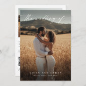 Boho QRエレガントコー素朴ド写真結婚の 招待状 (正面/裏面)