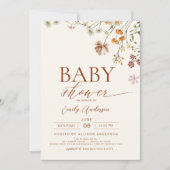 Boho QRコードワイルドフラワーすべて1つの赤ちゃんシャワー 招待状 (正面)