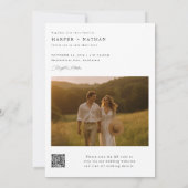 Boho QRモダンコードシンプル2写真結婚s 招待状 (裏面)