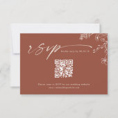 Boho Qr Code Terracotta Burnt Orange Wedding 出欠カード (正面)