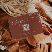 Boho Qr Code Terracotta Burnt Orange Wedding 出欠カード
