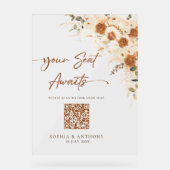 Boho QR Code Wedding Seating Chart Acrylic Sign アクリルサイン (正面)