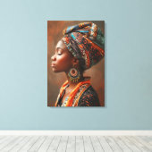 Boho Queen:スカーフの壁のア伝統的フリカ女性 キャンバスプリント (インサイチュ (ウッドフロア))