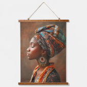 Boho Queen:スカーフの壁のア伝統的フリカ女性 吊り下げ型タペストリー (正面)