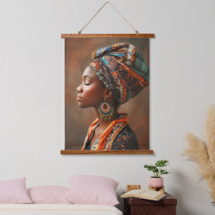 Boho Queen：スカーフの壁のア伝統的フリカ女性 吊り下げ型タペストリー