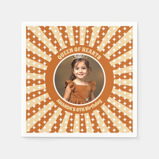 Boho Queen Ofハート誕生日パーティー写真 スタンダードカクテルナプキン (正面)
