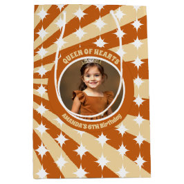 Boho Queen Ofハート誕生日パーティー写真 ミディアムペーパーバッグ