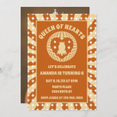 Boho Queen Ofハート誕生日パーティー写真 招待状 (正面/裏面)