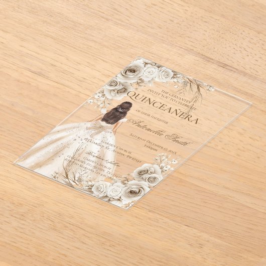 Boho Quinceanera アクリル招待状 (レイダウン)