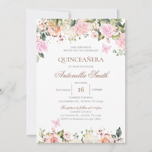 Boho Quinceanera 招待状 (正面)