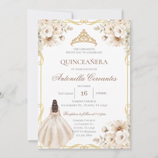 Boho Quinceanera Invitation 招待状 (正面)