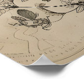 Boho Rabbit Bunny Flower Print, Rustic Hare ポスター (角)