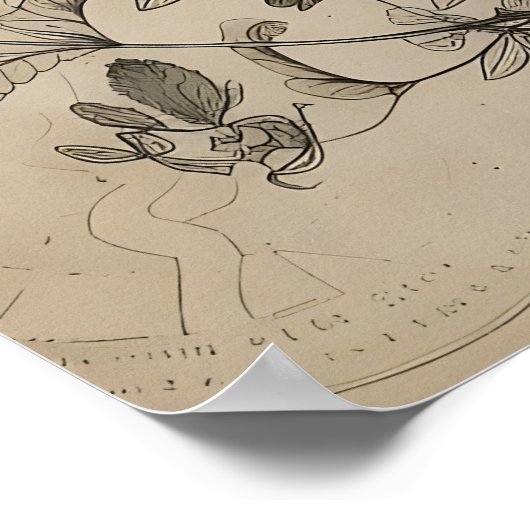 Boho Rabbit Bunny Flower Print, Rustic Hare ポスター (角)