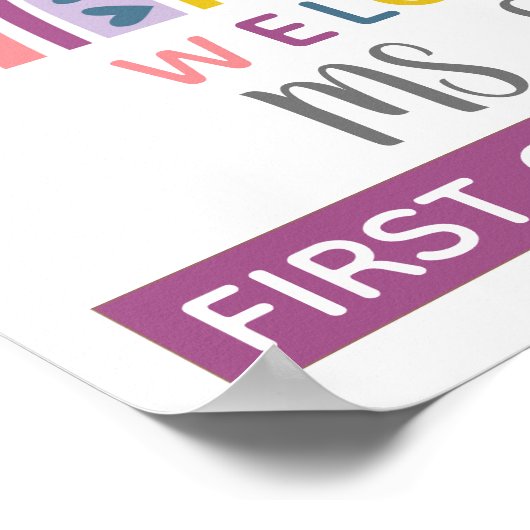 Boho Rainbowでミュートされた教室のウェルカムドアサインイン ポスター (角)