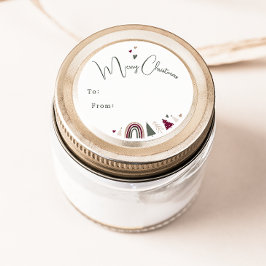 Boho Rainbowとハートがクリスマスを楽しむ ラウンドシール